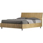 Lit sans sommier 160x190 t�te de lit inclin�e ch�ne nature demas