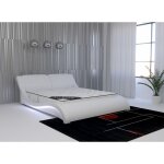 Deco in paris - lit en simili cuir blanc avec led 180x200 cm zeda