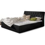 Les tendances - lit simili cuir capitonn venizia - noir - 180x200 - version avec sommier