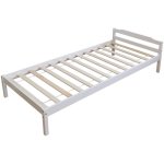 D�coshop26 - lit simple 1 personne 90 x 200cm en bois blanc avec sommier � lattes lit06085