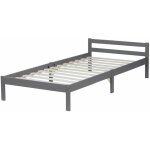 Lit simple 1 personne 90 x 200cm en bois gris avec sommier � lattes lit06217