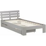 D�coshop26 - lit simple 1 personnes avec sommier � lattes en bois gris avec tiroirs de rangement 90x ...