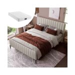 Redom - lit simple rembourr�, avec sommier � lattes et t�te de lit r�glable, 160 x 200 cm, en tissu, ...