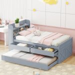 Hauss spole - lit simple 90x190 cm en bois avec 1 lit gigogne et 2 tiroirs coulissantes, tte de lit ...