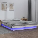 Lit simple pour adulte cadre de lit - � led blanc 120x190 cm petit double bois massif bv788494