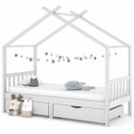Bonnevie - lit simple pour adulte - cadre de lit avec tiroirs blanc pin massif 90x200 cm bv475483