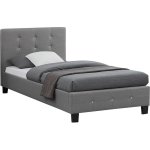 Idimex - lit simple tico, 90 x 190 cm, capitonn� avec sommier, rev�tement en tissu gris