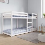 Bonnevie - lit adulte lit superpos cadre de lit lit grand blanc 80x200 cm bois de pin massif 40294