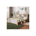 Minkurow - lit simple en bois massif avec rangement t�te de lit lit, cadre de lit 90 x 200 cm avec sommier ...