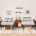 Yaheetech - lit simple double en m�tal assemblage simple pour petits espaces adultes 90x190 cm noir