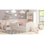 Dmora - lit simple pour enfants, lit bb avec commode et protection antichute et tte de lit 'nuage', ...