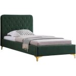 Idimex - lit simple glamour, 90x190 cm, capitonn� avec sommier, rev�tement en velours vert
