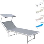 Lit de soleil luxurious avec parasol en aluminium, dossier inclinable 180x60x40 couleur: gris