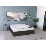 Deco in paris - lit sommier relevable avec coffre en simili cuir noir 160x200 cm