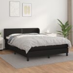 Lit  sommier tapissier avec matelas noir 140x200 cm similicuir