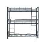 Homy france - lit superpos� 3 �tages triple noir 3 couchages 90x190 cm