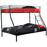 Homy france - lit superpos� 3 places 2 + 1 noir m�tal costo sommier inclus