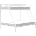 Lits superposes - 90 / 140 x 190 cm - blanc - en metal - sommiers inclus - bruce