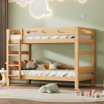 Lit superpos� 90�200 cm, lit simple s�parable en 2, avec structure en bois massif, pour enfant, sans ...