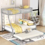 Lit superpos� 90x200 cm / 140x200 cm / 90x190 cm, avec 2 escalier, sommier � lattes en m�tal, triple ...