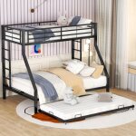 Lit superpos� 90x200 cm / 140x200 cm / 90x190 cm, avec 2 escalier, sommier � lattes en m�tal, triple ...