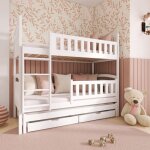Viking choice - lit superpos 90x200 sommier lit gigogne et tiroirs inclus jules blanc