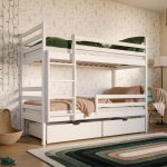 Viking choice - lit superpos 90x200 sommier et tiroirs inclus lo blanc