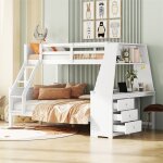 Fortuna lai - lit superpos 90x200cm + 140x200cm, lit d'enfant quip d'une table, grand espace de rangement, ...