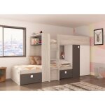 Abitare - lit superpos� 285x148. 2 cm avec armoire noir graphite ch�ne et blanc mat - albenga