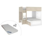 Vente - unique - lits superposs d'angle rversibles ricardo - 2 x 90 x 190 cm - rangements intgrs ...