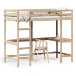 Lit superpos� avec bureau 100x200 cm bois de pin massif