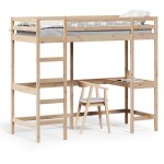 Lit superpos� avec bureau 80x200 cm bois de pin massif