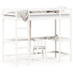 Vidaxl - lit superpos avec bureau blanc 90x200 cm bois de pin massif