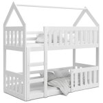 Kids literie - lit superpos� cabane mini 80x160 blanc - blanc livr� avec sommiers