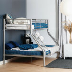 Meubles cosy ? lit superpos� 140 x 190 cm et 90 x 190 cm ? structure m�tal gris avec barri�res anti - ...