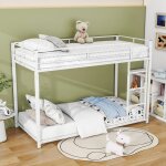 Lit superposé pour enfant 90x200cm en fer - blanc Lit superposé pour enfant 90x200cm en fer - blanc