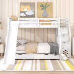 Lit superpos� enfant 90 x 200 cm / 140 x 200 cm protection antichute. 3 tiroirs. blanc