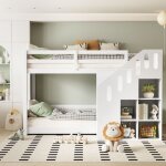 Sunfecili - lit superpos enfant 90 x 200 cm, lit mezzanine 2 places, lit mezzanine escalier, avec escalier ...