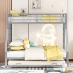 Lit superpos enfants 90x200 cm / 140x200 cm / 90x190 cm - avec 2 escalier, sommier  lattes en mtal, ...