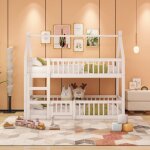 Lit superpos� enfant 90x200cm, lit superpos� avec escalier, design loft, sommier � lattes, cadre de lit ...