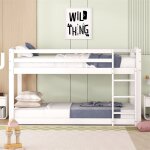 Lit superpos� 90x200cm, lit d'enfant avec 1 x sommier � lattes, cadre en pin massif, facile � monter, ...