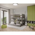 Lit superpos� enfant nemo 90x190 cm - 2 sommiers et tiroir inclus gris