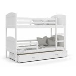 Kids literie - lit superpos mateo 90x190 blanc - blanc livr avec sommiers, tiroir et matelas en mousse ...