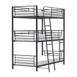 Lits superposes en metal - noir - sommiers inclus - 3x90x190 cm - trio Lits superposes en metal - noir - sommiers inclus - 3x90x190 cm - trio