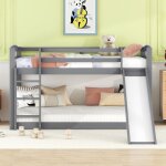 Hauss spole - lit superposé / mezzanine, lit enfant 90x200cm avec protection, bois et mdf, gris, avec ... Hauss spole - lit superposé / mezzanine, lit enfant 90x200cm avec protection, bois et mdf, gris, avec ...