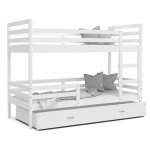 Kids literie - lit superpos� milo 90x190 blanc - blanc livr� avec sommiers, tiroir et matelas en mousse ...