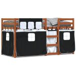 Vidaxl - lit superpos� avec rideaux blanc / noir 75x190 cm bois pin massif