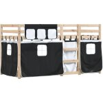 Vidaxl - lit superpos avec rideaux blanc / noir 90x190 cm bois pin massif
