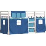 Lit superpos avec rideaux bleu 80x200 cm bois pin massif
