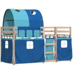 Vidaxl - lit superpos avec rideaux bleu 90x190 cm bois pin massif